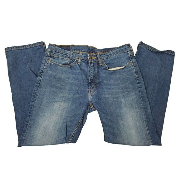 Levi's 514 Mens 34x30 Dark Wash Blue Jeans - Picture 1 of 8